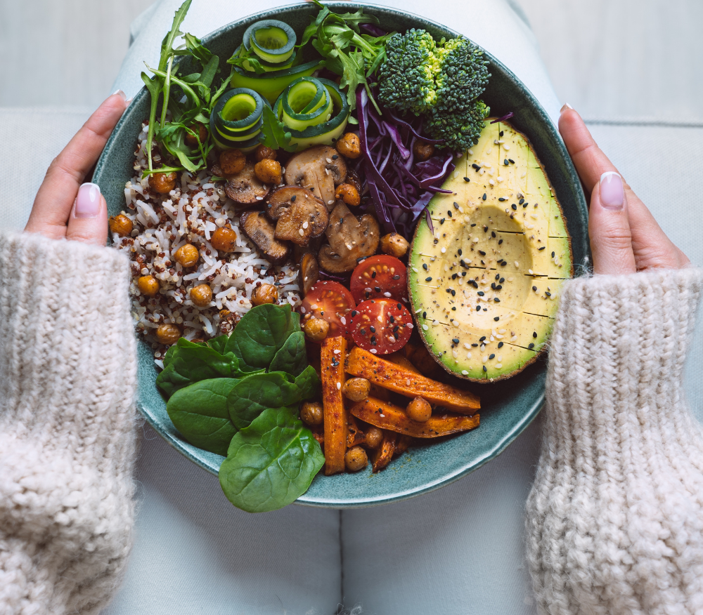 Bowl of delicious food packed with fibre